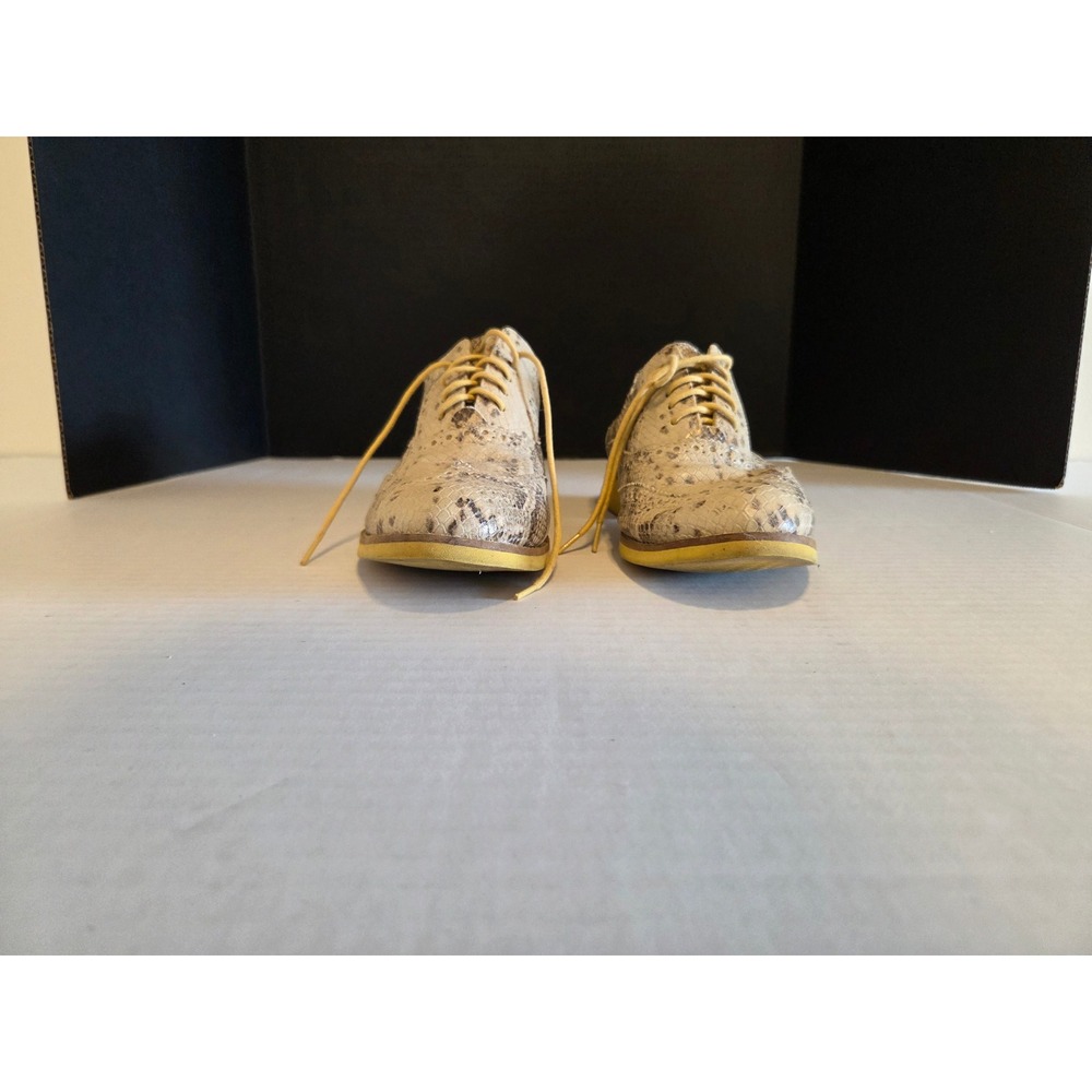Cole Haan Womens Snakeskin Print Wingtip Oxford Shoes Yellow Sole D37741 Size 7B